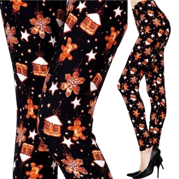NWT! PLUS Holiday Christmas Festive SOFT Full Brushed Leggings - Picture 1 of 5